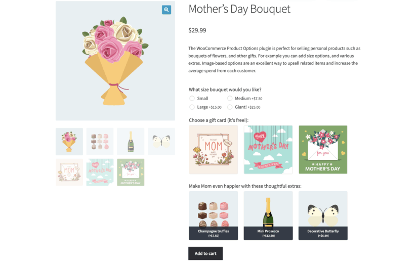 WooCommerce extra product options choose add-ons